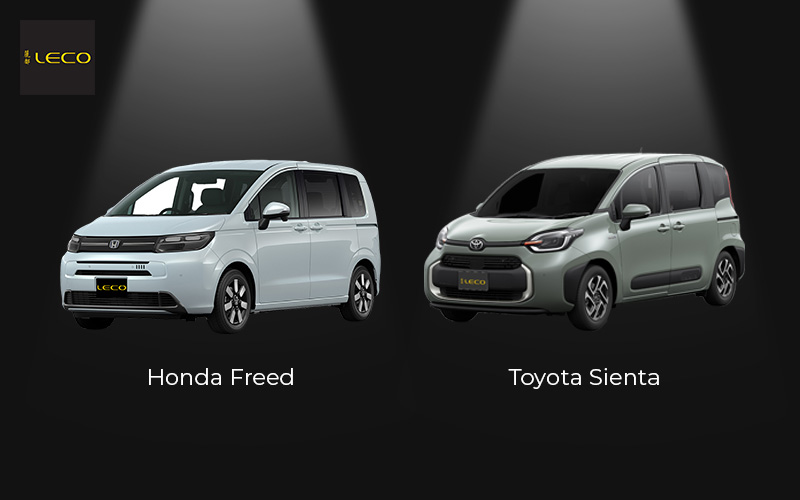 A side-by-side comparison of the Honda Freed and Toyota Sienta